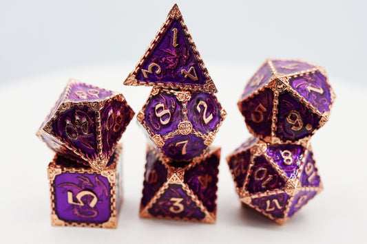 Chained Dragon: Royal with Copper - Metal RPG Dice Set