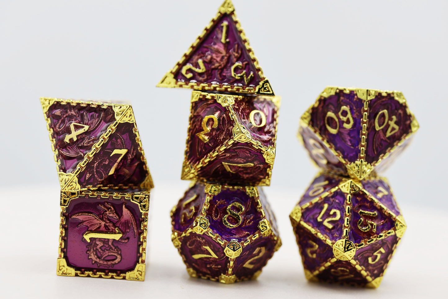 Chained Dragon: Royal with Gold - Metal RPG Dice Set