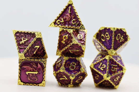 Chained Dragon: Royal with Gold - Metal RPG Dice Set