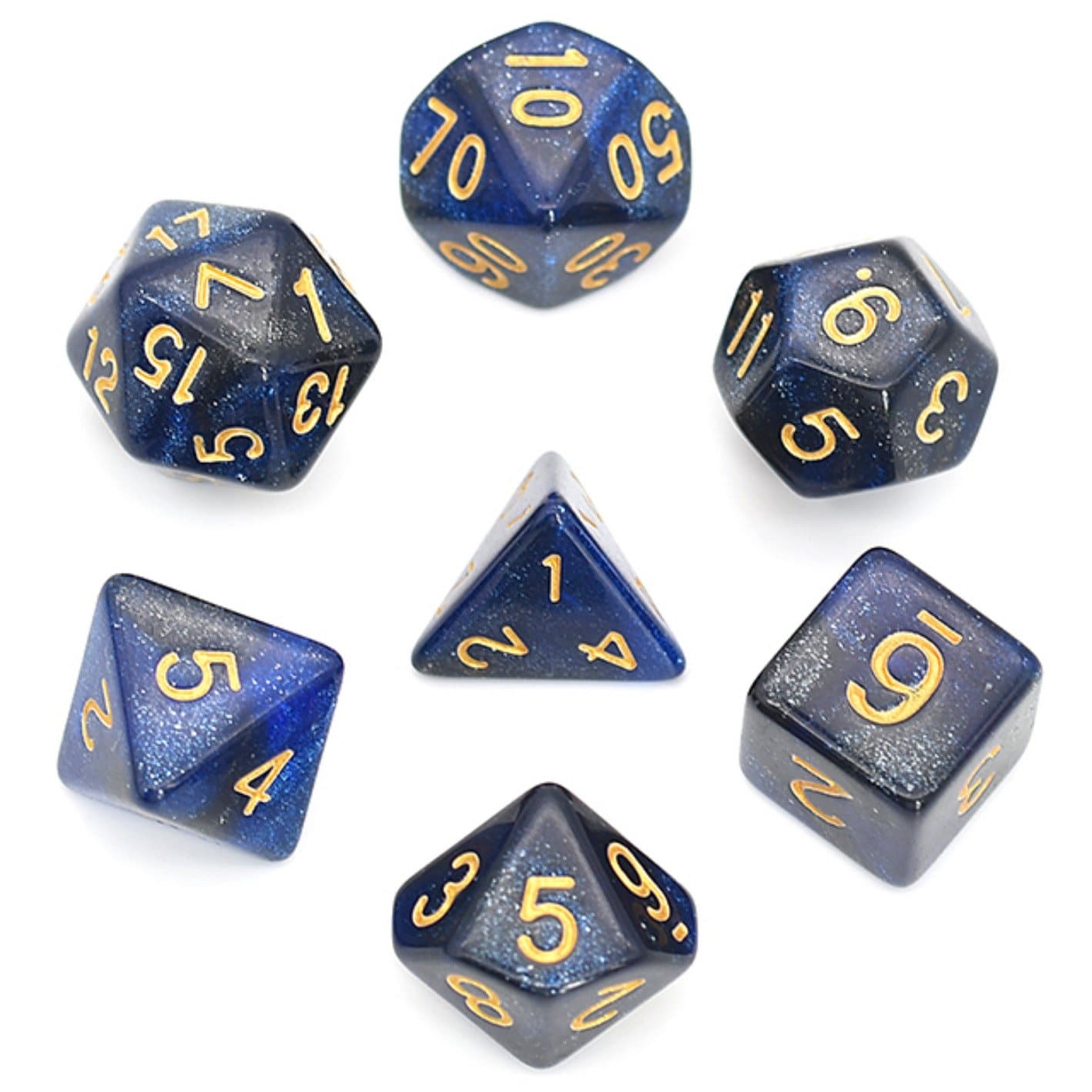 Black & Blue Galaxy RPG Dice Set