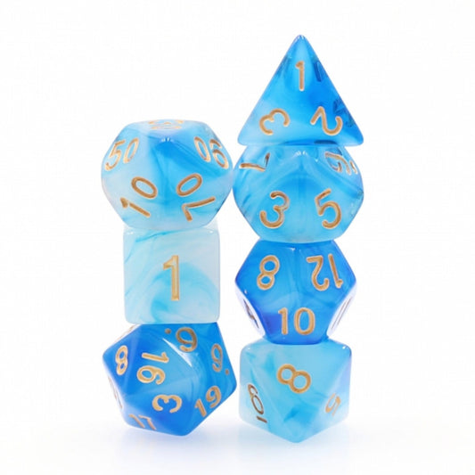 Blue Silk Translucent RPG Dice Set