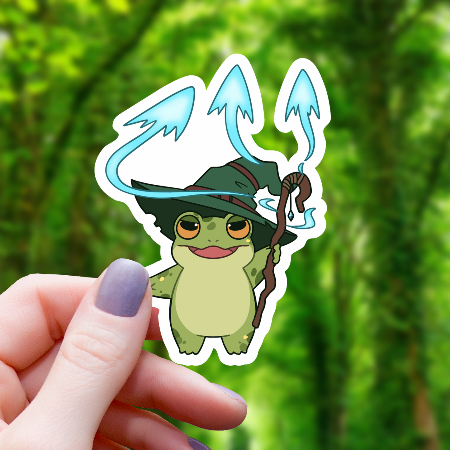 Frog Wizard Casting Missles Sticker - 3"