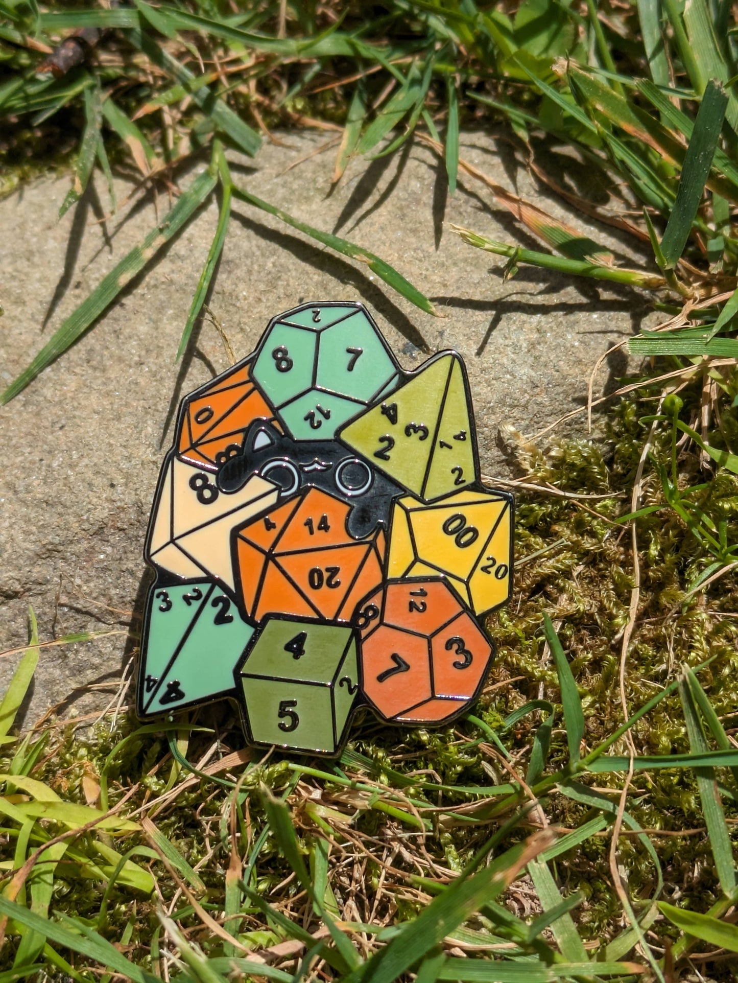 Cat Amongst Dice Hard Enamel Pin -1.5"