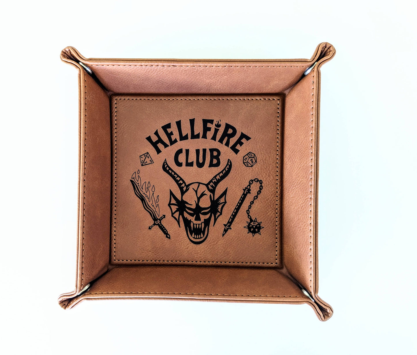 Hellfire Club - D&D - Vegan Leather Dice Rolling Tray: Chestnut