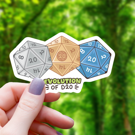 Evolution of D20 Dice Sticker - 3"