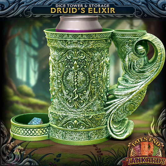 Druid 12oz Dice Tower Tankard | TTRPG, D&D, Daggerheart: Matching Tankard & Vault - 3D Printed