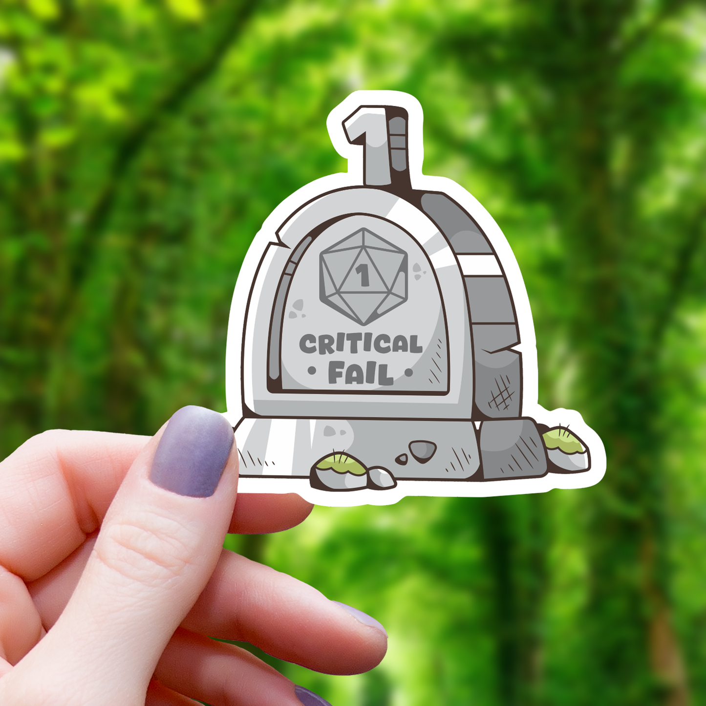 Critical Fail Tombstone Sticker - 3"
