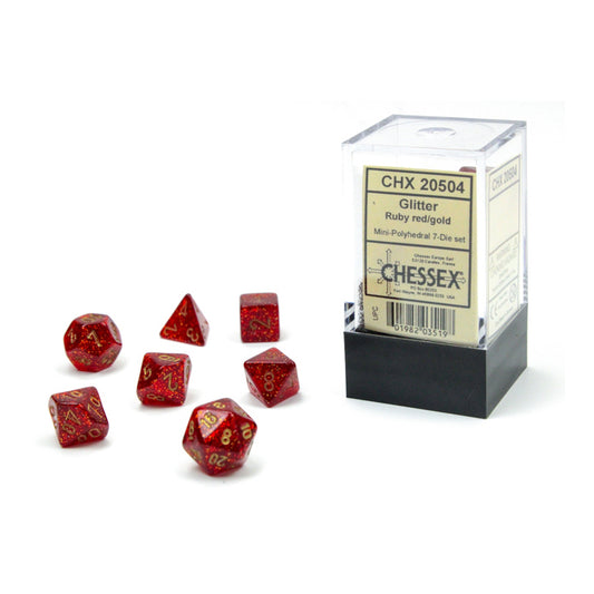 7-set Cube Mini Glitter Ruby with Gold