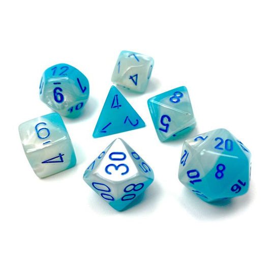 Gemini: Poly Pearl Turquoise-White/blue Luminary 7-Die Set