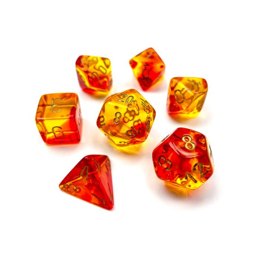 Gemini: Poly Translucent Red-Yellow/gold 7-Die Set