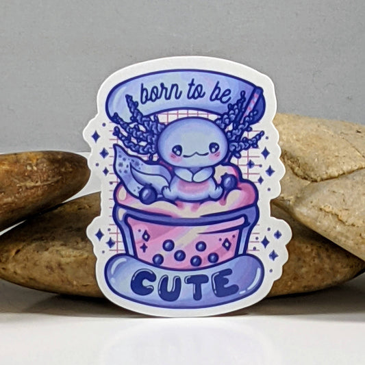 Cute Axolotl Bubble Tea Sticker - 2.5"
