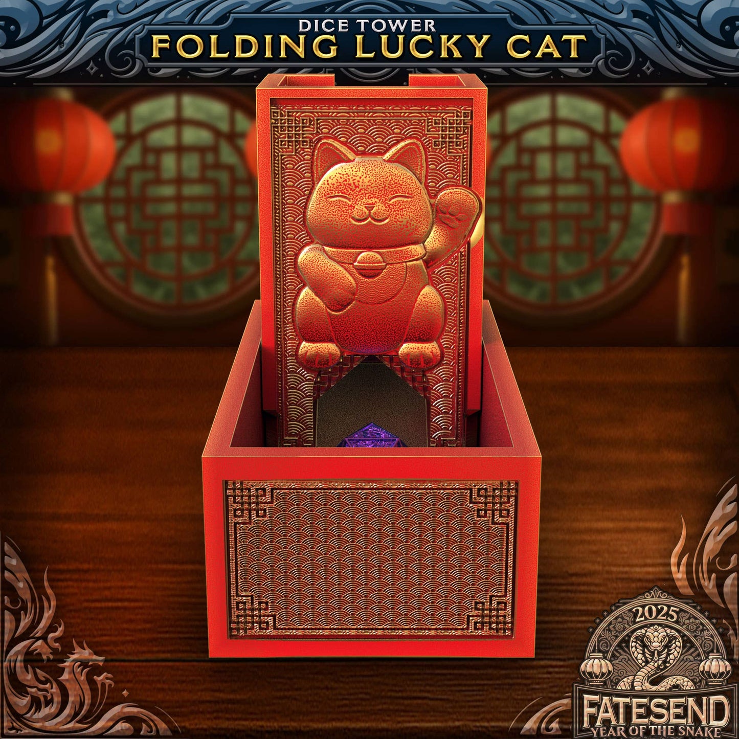 Folding Lucky Kitty Tower & Storage | TTRPG, D&D, TCG, CoC