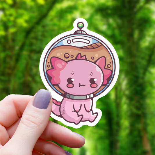 Axolotl Astronaut With Coffee Sticker - 3"