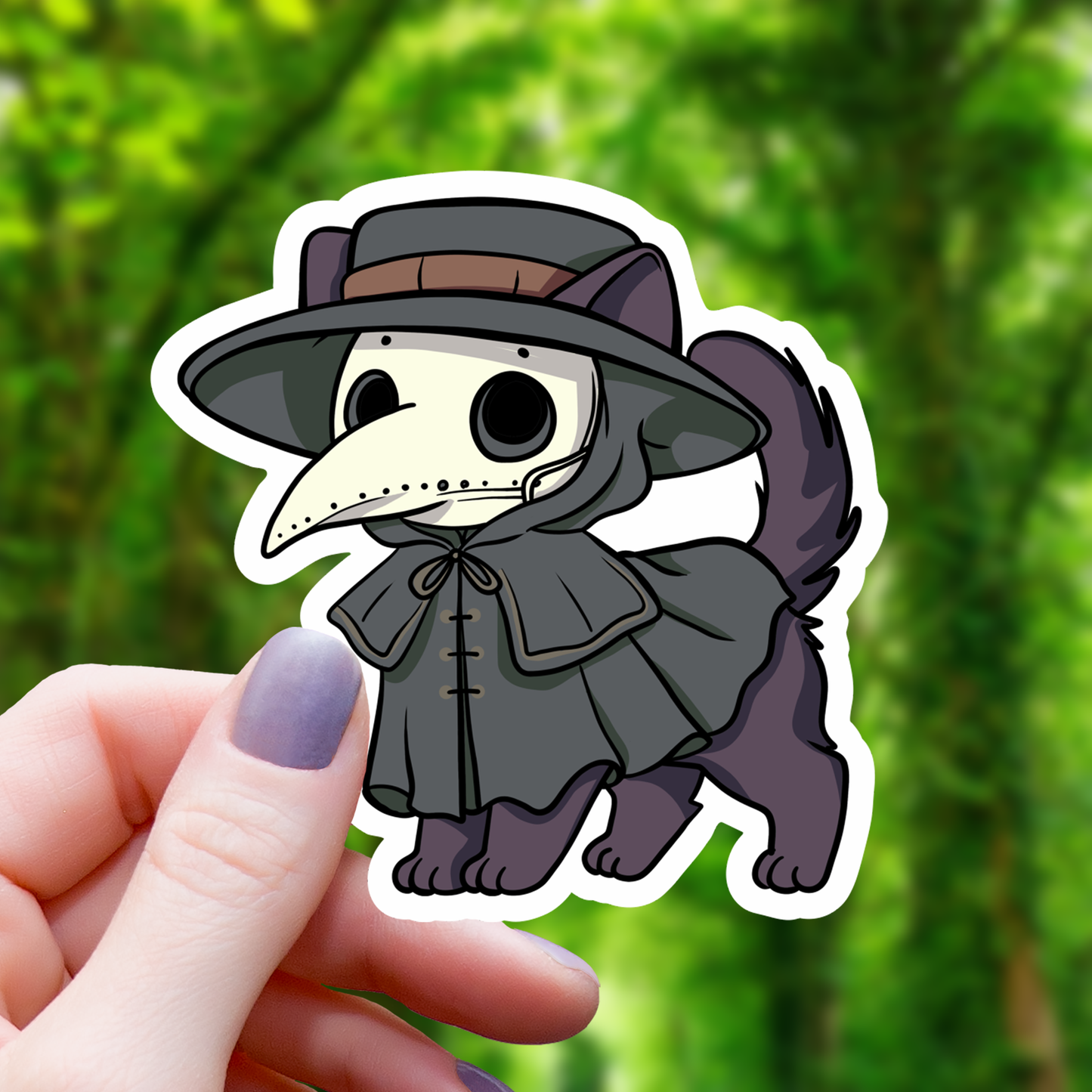 Plague Doctor Cat Costume Sticker - 3"