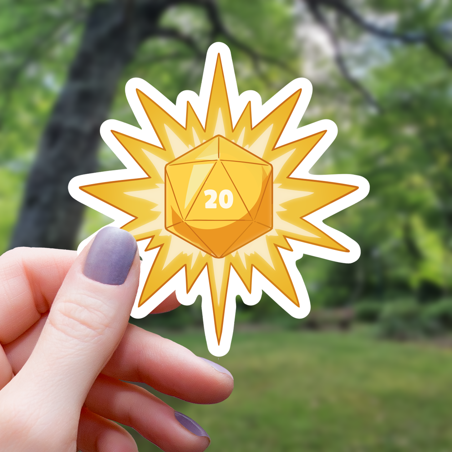 Sun Polyhedral D20 Sticker - 3"