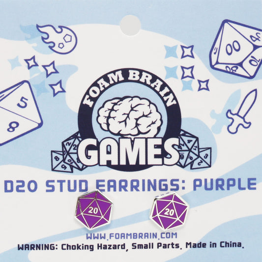 D20 Stud Earrings: Purple