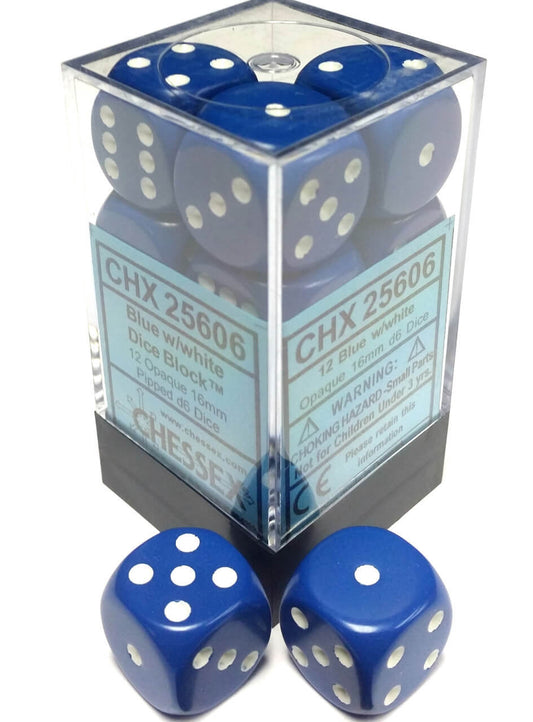 Opaque: 16mm D6 Blue/White (12)