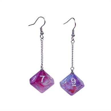 D10 Galaxy Earrings: Purple & Red