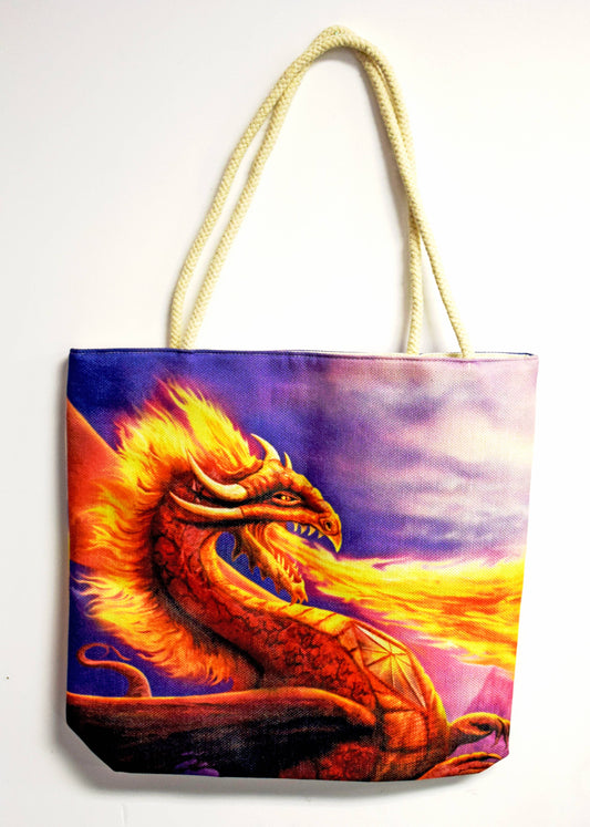 Fire Dragon Techno Jute Tote Bag